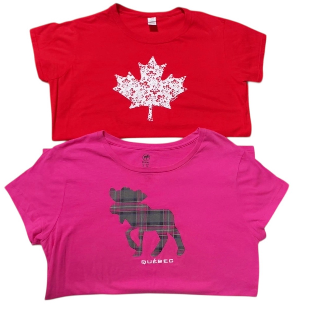 TWO CANADIAN T-SHIRTS MOOSE/ QUEBEC SIZE XL NWOT